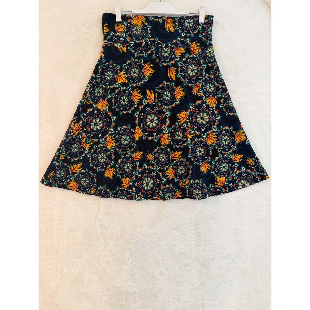 LuLaRoe Madison Skirt Womens XL Blue Floral Mandala A-Line Knee Length‎ Boho